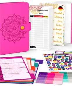 Budget Planer Deutsch A6, Finanzplaner mit Budget Binder, Haushaltsbuch für Sparbuch und Geld Organizer (Rose)