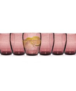 Sänger London Lila Trinkgläser Set für 6 Personen 320 ml Größe Glas Wassergläser Tropfen Textur