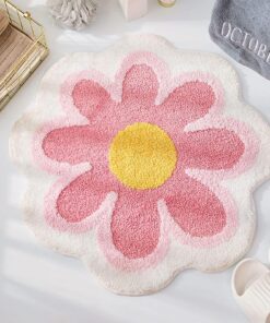 Teppich, Blumen Weiche Antirutsch Badematte (Rosa) für Bad, Küche und Wohnzimmer mit Hoher Hygroskopizität und Duschvorl