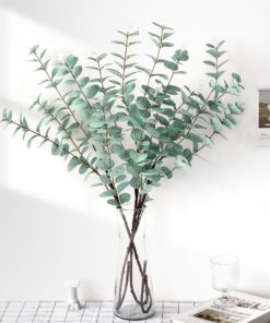 ROLLWAY Grün Blätter Dekozweige wie Echt für Hochzeit und Garten Künstliches Eukalyptus für Tischdeko und Bodenvase 86cm