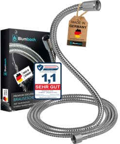 BLUMBACH Duschschlauch 1,6m Edelstahl | Made in Germany | Flexibler Brauseschlauch mit Verdrehschutz