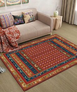 **Arvella Rug Teppich Waschbar für Wohnzimmer, Schlafzimmer, Küche, Bad, Büro, Flur, Esszimmer - Retro Geometrischer Et