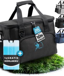 Isolierte Kühltasche 20L & 30L faltbar - 10-12 Stunden Kühlung für Büro, Picknick, Einkaufen & Baustelle mit Flaschenöff