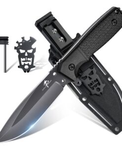 Schwarz-Grau Survival Messer Purple Dragon Outdoor Feststehend aus einem Stück D2 Stahl für Männer Campen