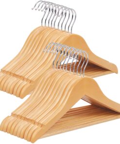 SONGMICS Kinderkleiderbügel - 20er Set aus Massivholz für Kleider, 35 cm Lange, rutschfest, 360° drehbar, CRW00SONGMICS