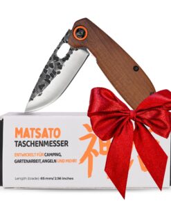 Matsato Scharfes Outdoor Messer für Männer, Klingenlänge 65mm, Premium Geschenk Matsato Outdoor Messer, Klappmesser für