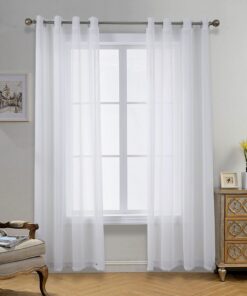 CUCRAF Transparente Gardinen Wohnzimmer & Schlafzimmer H225 x B140cm 2er Set Weiß