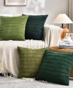 4er Set Kissenbezug 50x50 Flauschig Kordsamt Farbverlauf Dekorative Kissenhülle Frühling Deko für Sofa Schlafzimmer Wohn