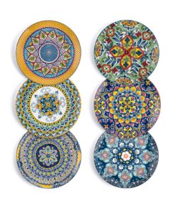 HENXFEN LEAD Porzellan Salatteller 21 cm + 6er Set Bunt Bohemian Style