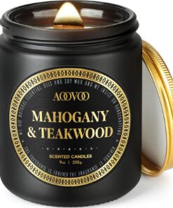 AOovo Duftkerzen Männer im Glas - Mahagoni & Teakholz duftend, 255g Geschenk für Frauen & Männer, 50 Stunden Brenndauer
