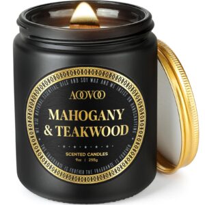 AOovo Duftkerzen Männer im Glas - Mahagoni & Teakholz duftend, 255g Geschenk für Frauen & Männer, 50 Stunden Brenndauer