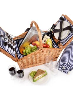 Sänger | 24-teiliges Picknickkorb-Sylt Komplettset für 4 Personen Groß, Picknick Decke & Geschirr