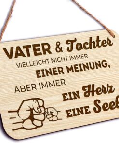 Glitzkind Holzschild Vater & Tochter Geschenk Geburtstag für Männer | Top-Bestes Geburtstagsgeschenk für den besten Papa