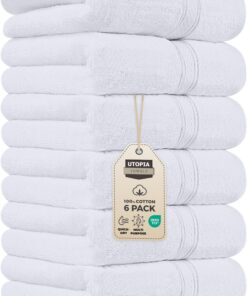 Utopia Towels - Baumwoll Handtücher - ultraweich und sehr saugfähig, 41x71 cm - 6er Pack (Weiß) OEKO-TEX OEKO-TEX OEKO-T