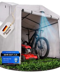 E-BikeGarage Tiefe 160x220x165cm | Wasserdichtes Gerätehaus | Wetterfest & Reißfest | Ideal für E-Bikes & Gartengeräte