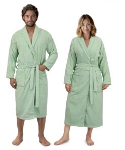 HOMELEVEL Bademantel Frottee Damen Herren - Extra saugfähig 100% Baumwolle - Für Sauna & Wellness