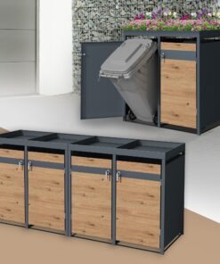 ML-Design witterfeste Mülltonnenbox 4er Set für Hausfrauen 4 Tonnen 240L 264x80x124 cm