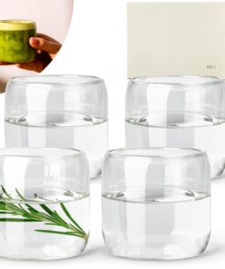 KIVY Wassergläser [4x 240ml] Aus hochwertigem Borosilikatglas - Eiskaffee Gläser - Spülmaschinenfest