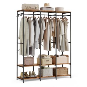 SONGMICS Kleiderschrank offen + Kleiderständer + vintagebraun SONGMICS Kleiderständer + abnehmbare Haken + vintagebraun