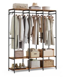 SONGMICS Kleiderschrank offen + Kleiderständer + vintagebraun SONGMICS Kleiderständer + abnehmbare Haken + vintagebraun