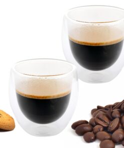 NORDIC SCHILLER Doppelwandige Kaffeegläser, 2x 250ml, Thermogläser für Cappuccino und Kaffee, ideal für warmhaltende Get
