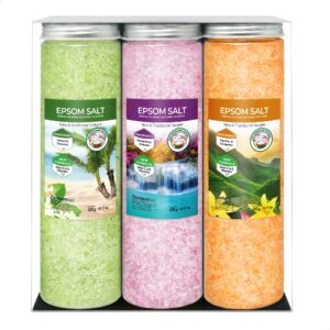 Nortembio Epsom Salz Geschenkset - Natürlicher Magnesium-Inhalt mit Vitamin C & E | Für Entspannungsbäder, Spa & Feuchti