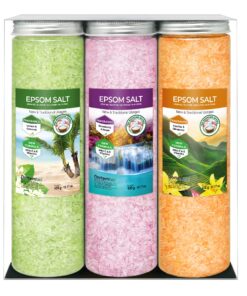 Nortembio Epsom Salz Geschenkset - Natürlicher Magnesium-Inhalt mit Vitamin C & E | Für Entspannungsbäder, Spa & Feuchti