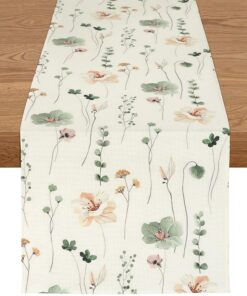 YCOLL Deko Sommer Pflanzen und Blumen Tischläufer - Wasserabweisend, Abwaschbar, Outdoor - idealer Deko für Esszimmer un