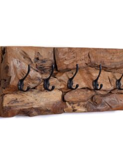 Mara Treibholz Wandgarderobe 5 Haken 50cm | Flurgarderobe Driftwood Hakenleiste Natur