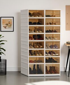 Klappbarer Schuhhalter 9 Stufen Transparent Stapelbar Aufbewahrungssonstendierbar für Familien Magnet Saugrahmen Räder W