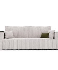 Schlafsofa mit Bettkasten - Couch mit Schlaffunktion für Familie - Wohnzimmer Schlafcouch 3 Sitzer - Cord Beige