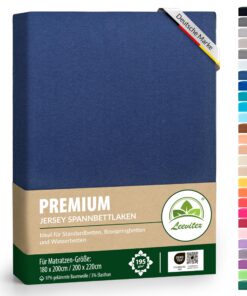Premium Spannbettlaken, extra schwer und dick, für Boxspringbetten geeignet, Navyblau/Marine, OEKO-TEX STANDARD 100, 180