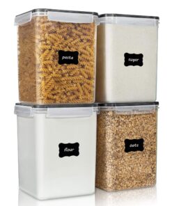 Vtopmart 5.2L Groß Vorratsdosen Luftdicht 4er Set BPA-frei mit Etiketten & Messbechern für Küche Zucker Mehl