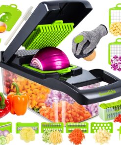 18-in-1 Multifunktionaler Gemüseschneider mit 7 Klingen - Vegetable Chopper Dicer Set für Zuhause mit Handschuh & Reinig