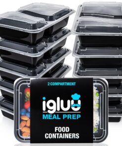 Igluu Meal Prep Boxen mit Deckel - wiederverwendbar, mikrowellen- und spülmaschinengeeignet - für Healthy-Essen auf der
