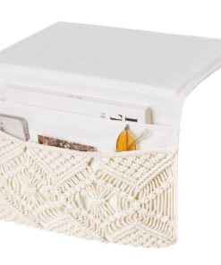 Mkono Elfenbein Bohemisches Fernbedienungskasten mit 4 Taschen Rutschfeste Schlafzimmerorganizer