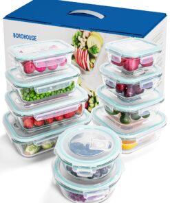 10-teiliges Borosilikatglas Meal Prep Set für Luftdichte Speisevorbereitung in Ofen & Mikrowelle (-20°C bis 510°C)