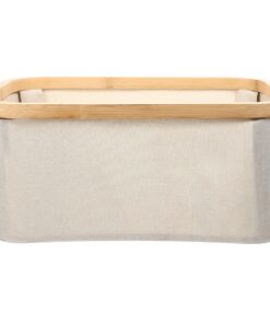 Stoff Wäschekorb Faltbar Beige für Schlafzimmer und Wohnzimmer großer Aufbewahrungsraum mit Griff