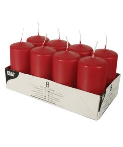 PAPSTAR Kerzen: Paraffin, Rot, für Zimmertemperatur, relaxation, Geschenkidee · Ø 50 mm · 100 mm