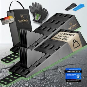 SANDERS Robuste Auffahrkeile 2er Set für Wohnwagen - Sicheres Nivellieren - [7,5t] Unterlegkeile - (schwarz)