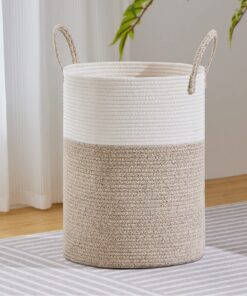 Wäschekorb xxl Braun & Weiß für Kinderzimmer und Wohnzimmer 100L