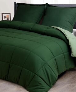 Oeko-TEX zertifizierte HIG Bettdecke 200x200 cm - weich & flauschig - 1500g Daunenalternative (250GSM) - Grüne Steppdeck