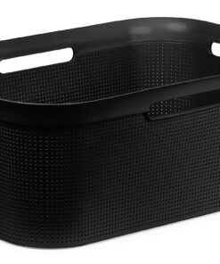 Rotho Brisen 40 l Wäschekorb | Kunststoff, schwarz, 40 Liter (60 x 40 x 23,2 cm) Rotho Brisen 40 l Wäschekorb | leicht
