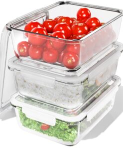 Frischhaltedosen Glas C-FHD 4020 G | Spülmaschine Mikrowelle Ofen geeignet | Meal Prep Boxen Glas 3er Set | mit Dampfven
