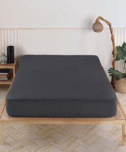 Vency Premium Jersey Spannbettlaken 200x200cm Anthrazit - Bettlaken 100% Baumwolle Matratzenhöhe bis 35cm Anthrazit