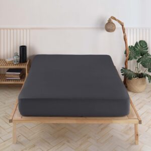 Vency Premium Jersey Spannbettlaken 200x200cm Anthrazit - Bettlaken 100% Baumwolle Matratzenhöhe bis 35cm Anthrazit