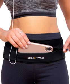 Build & Fitness Laufgürtel - Verstellbare Taillenweite, Schlüsselclip - Passt für Alle Smartphones und Schlüssel - Tauch