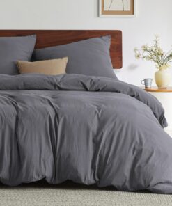 BEDSURE Bettwäsche - Weich Vorgewaschene ÖKO-TEX Polyester Mikrofaser, Anthrazit-1 Bettbezug 240x220 cm mit Reißverschlu