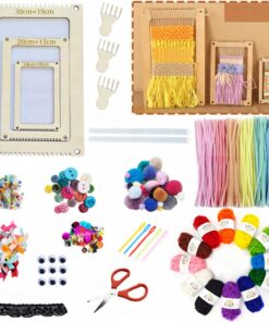 Kinder Webrahmen Holz Set Anfängerfriendlich 3 Rechteck DIY Stricken Garn Inklusive