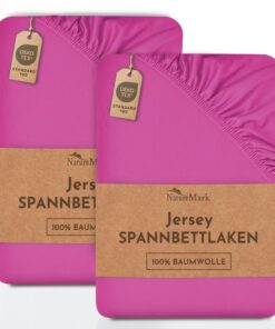 NatureMark 2er Pack Jersey Spannbettlaken 100% Baumwolle | MARKENQUALITY ÖKOTEX Standard 100 - 90 x 200 cm - 100 x 200 c